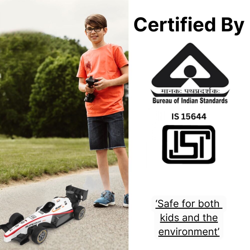 INFINI EV F1 High Speed Racing RC Car with Smoke Spray & Light | Certified Durable & Safe | Feels as Formula One Super Car | USB C-Type Rechargeable Remote Control Car for Kids | Made in India, White - Image 4