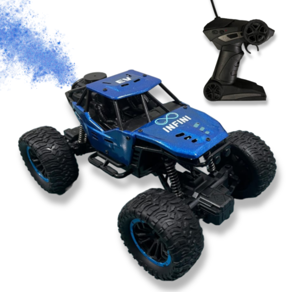 INFINI EV Special Edition Offroader High Speed RC Car with Spray | Certified Durable & Safe | Styled as Rock Crawler/Monster Truck | Rechargeable Remote Control Car for Kids | Made in India, Blue
